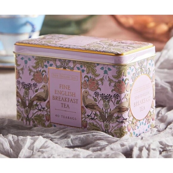 New English Teas Song Thrush and Berries 40 Teabags Breakfast Tea Pink Tin NEW - Picture 7 of 7